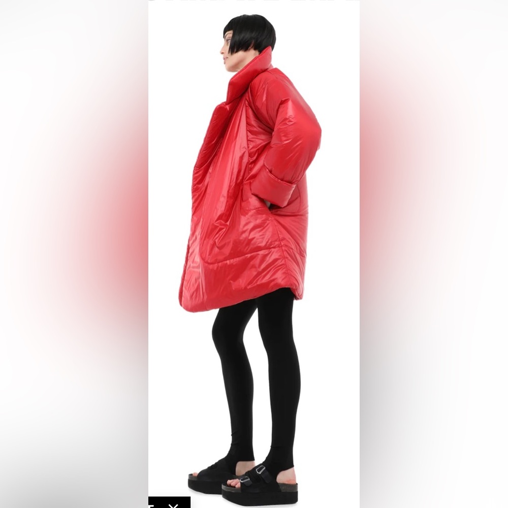 NWT Norma Kamali Sleeping Bag Coat to Knee red XS/S